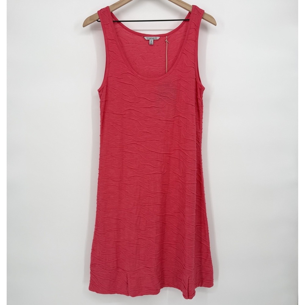 Toad & Co Sz M Pink Samba Wave Tank Dress Organic Cotton Blend Textured‎